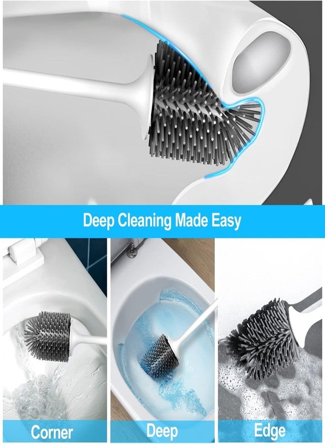 TONSYL 2 Pack Silicone Toilet Brush,Homemod Toilet Bowl Brush and Holder Set with Ventilated Holder,Toilet Cleaner Brush for Bathroom,Floor Standing & Wall Mounted Toilet Scrubber Without Drilling - Image 5